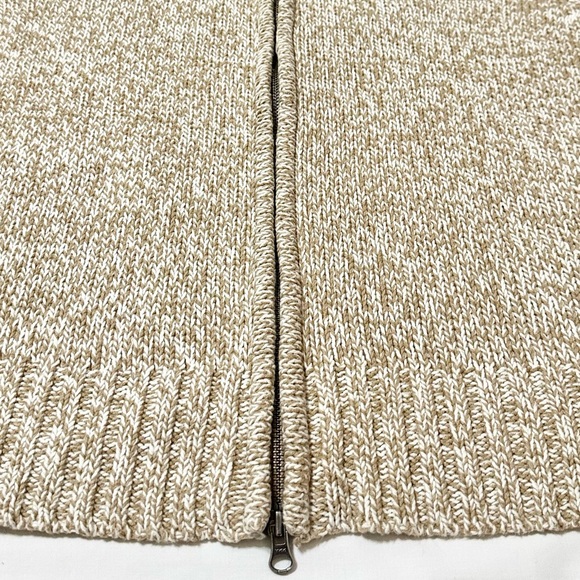 Vintage Gap Women’s Chunky Knit Sweater w/Full Zip Front, Marled Camel/White - L - Picture 10 of 15